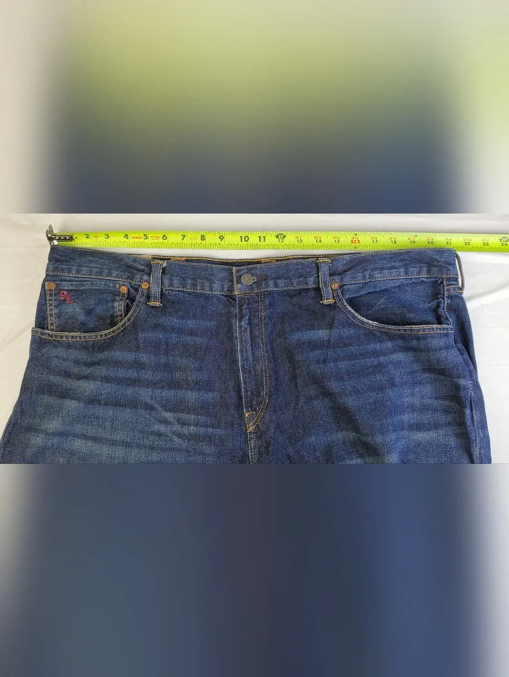 Polo Ralph Lauren Mens Authentic Dungarees Dark Denim Jeans - Size 42 x 32 - EUC